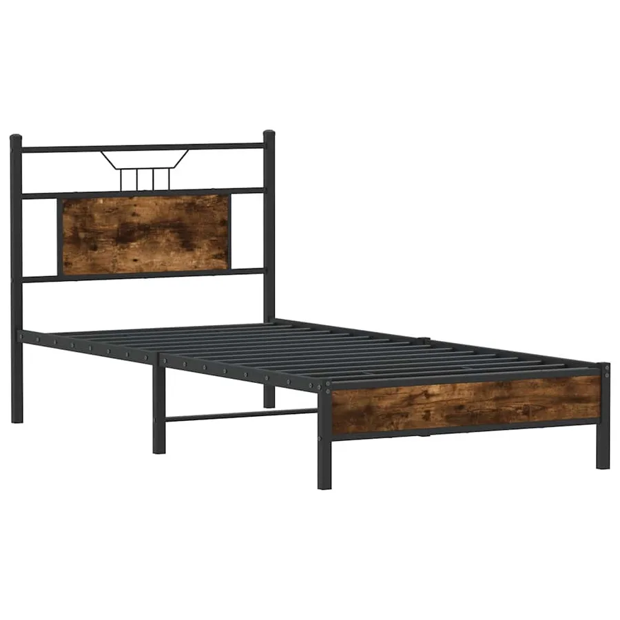 Cadre de lit sans matelas chêne fumé 75x190cm bois d'ingénierie - 5