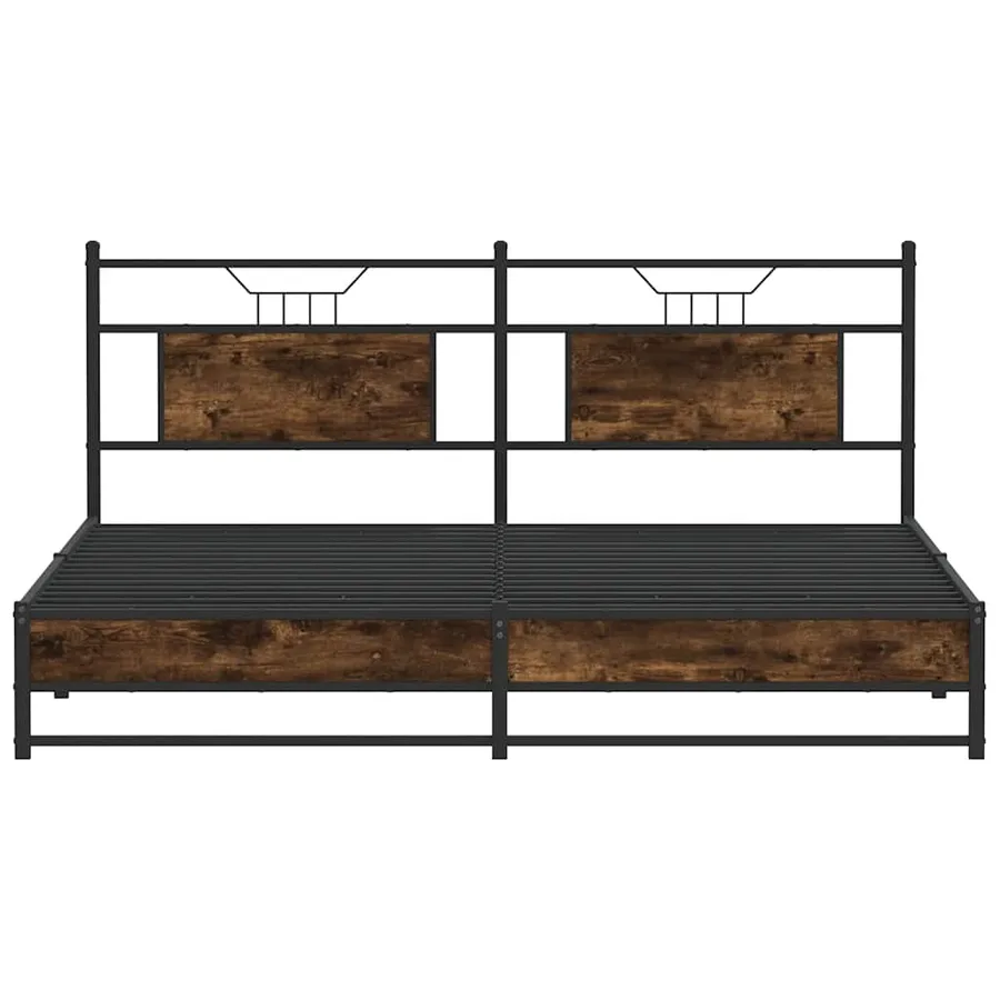 Cadre de lit en métal sans matelas chêne fumé 180x200 cm - 6