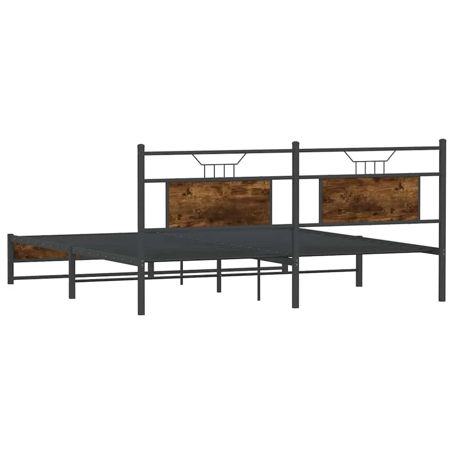 Cadre de lit en métal sans matelas chêne fumé 180x200 cm - 8
