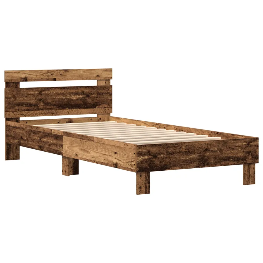 Cadre de lit avec LED Bois ancien 75 x 190 cm Bois d'ingénierie - 5