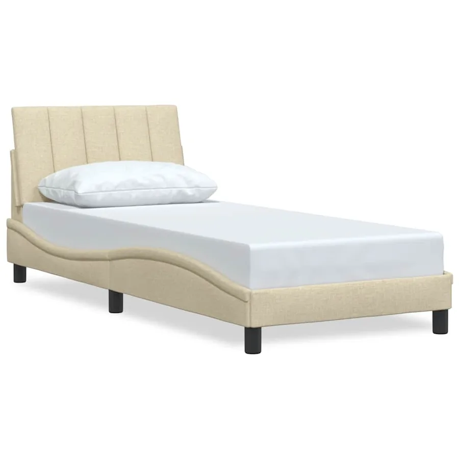 Cadre de lit sans matelas Hanko crème 80x200 cm tissu - 2