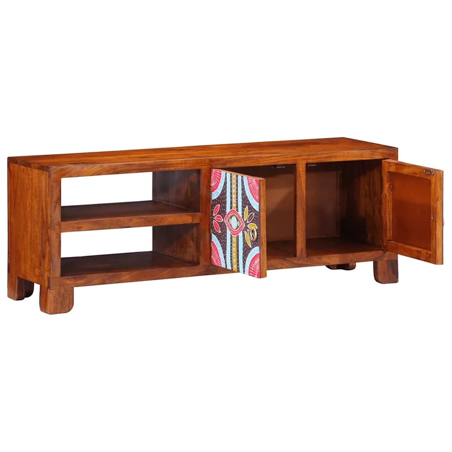 Meuble TV multicolore 110x30x40 bois d'acacia massif - 4