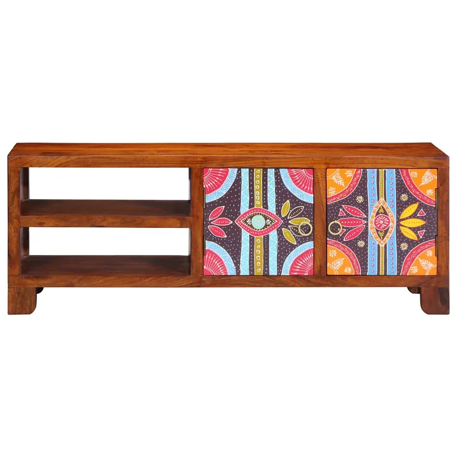 Meuble TV multicolore 110x30x40 bois d'acacia massif - 5