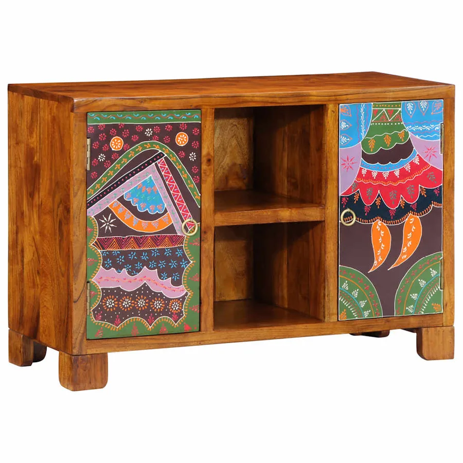 Buffet multicolore 90x35x60 bois massif d'acacia - 2
