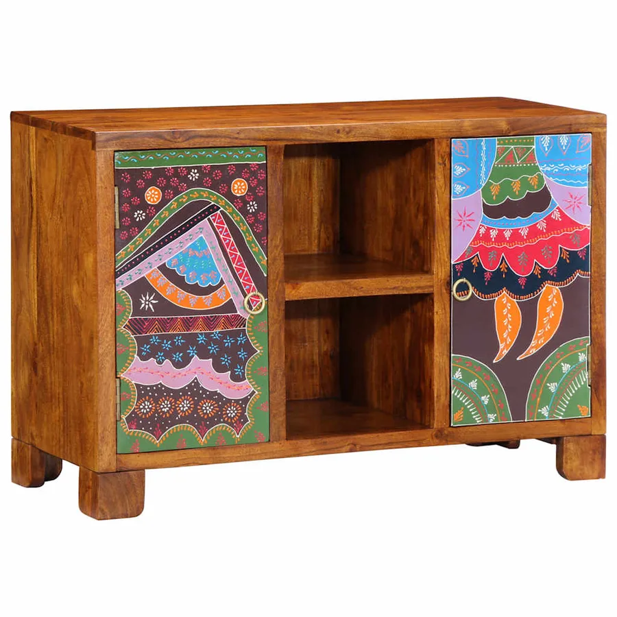 Buffet multicolore 90x35x60 bois massif d'acacia - 3