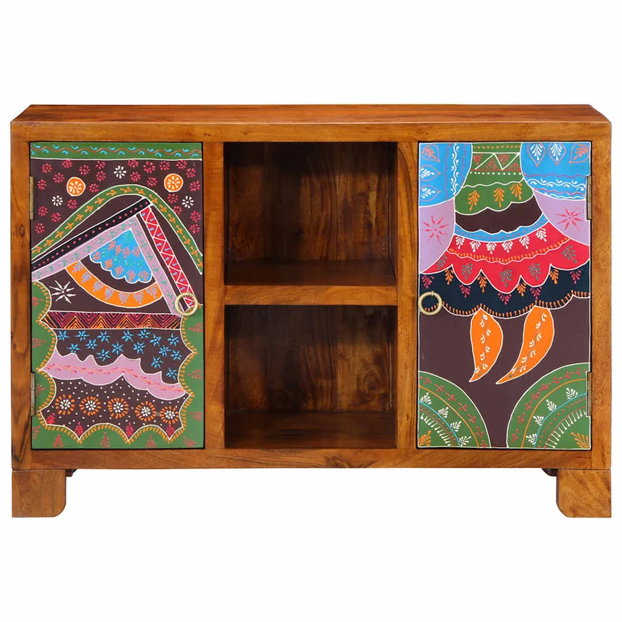 Buffet multicolore 90x35x60 bois massif d'acacia - 5