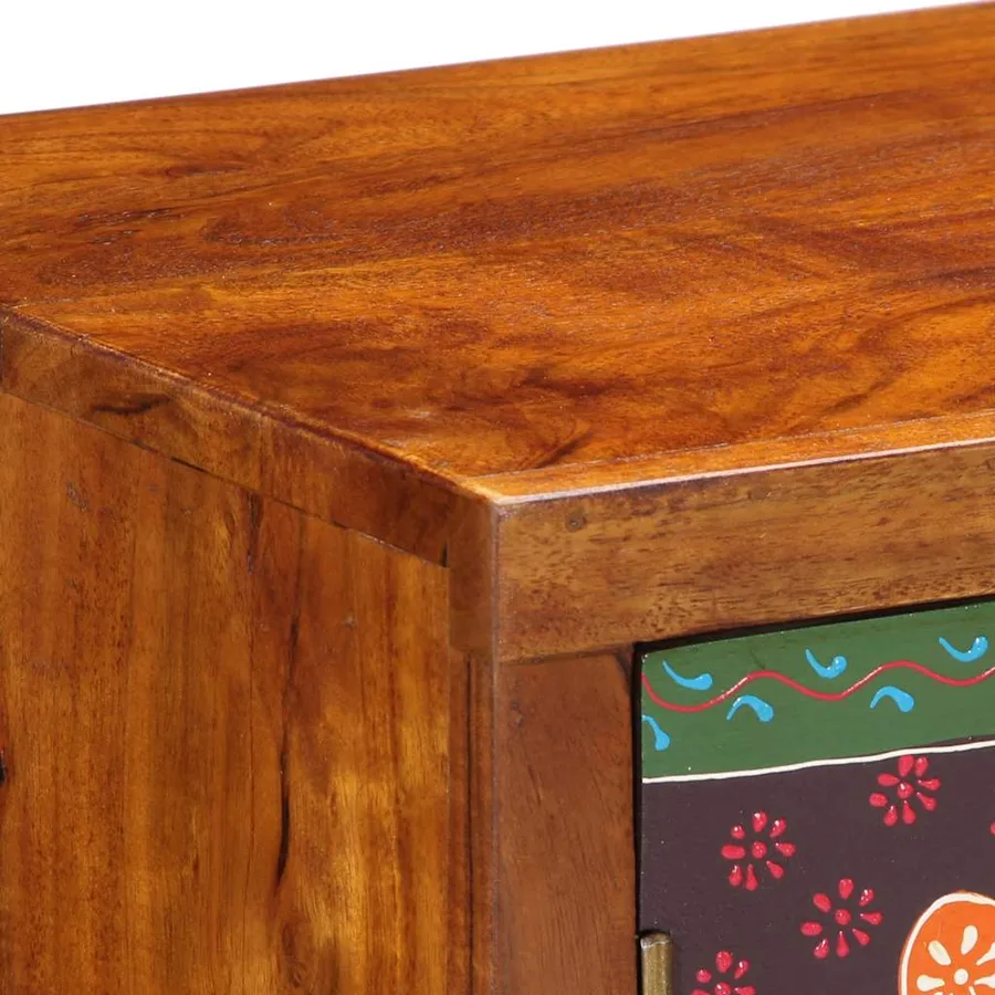 Buffet multicolore 90x35x60 bois massif d'acacia - 8