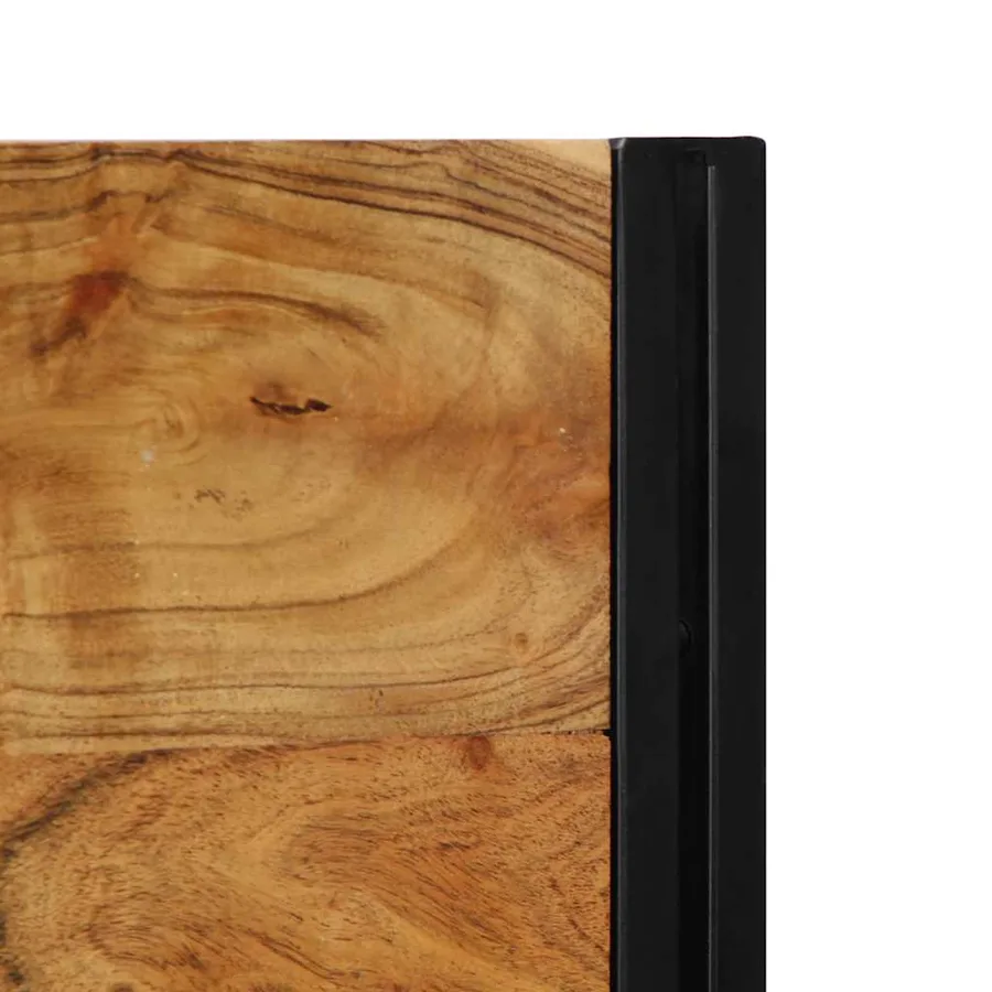 Tête de lit 100 cm bois massif d'acacia et fer - 6