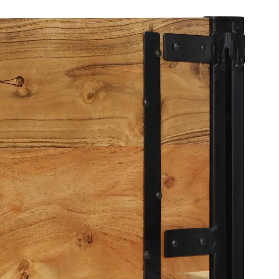 Tête de lit 100 cm bois massif d'acacia et fer - 7