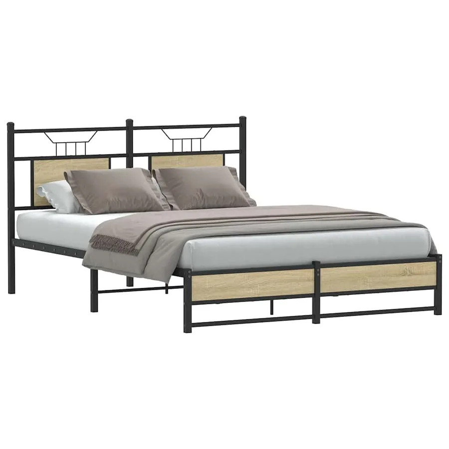 Cadre de lit sans matelas chêne sonoma 150x200 cm - 2