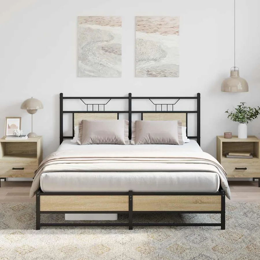 Cadre de lit sans matelas chêne sonoma 150x200 cm - 4