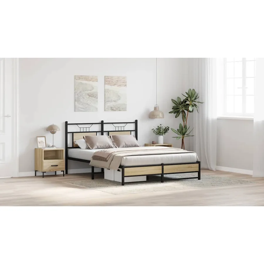Cadre de lit sans matelas chêne sonoma 150x200 cm - 5