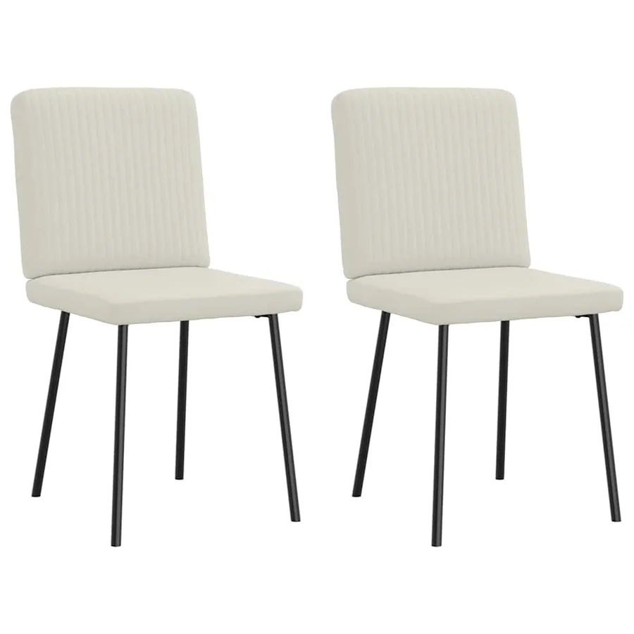 Chaises à manger lot de 2 Crème Velours - 2
