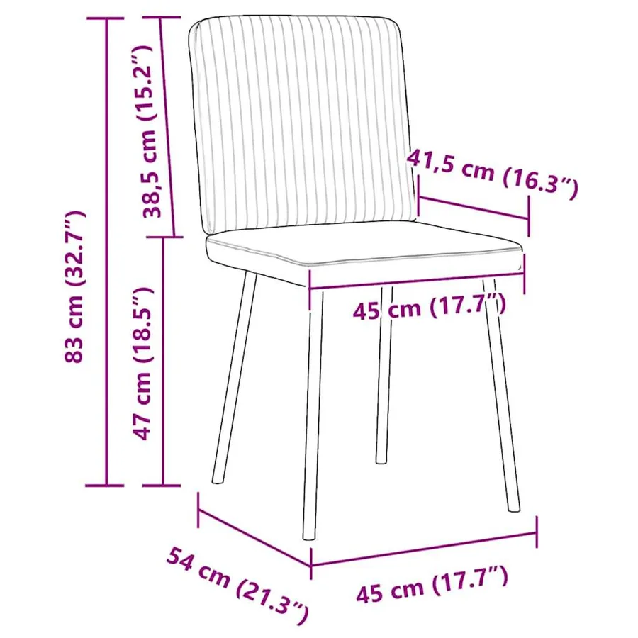 Chaises à manger lot de 2 Crème Velours - 9