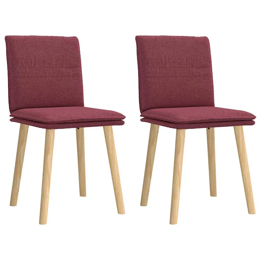 Chaises à manger lot de 2 rouge bordeaux tissu