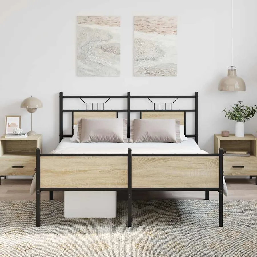 Cadre de lit sans matelas chêne sonoma 137x190 cm - 4