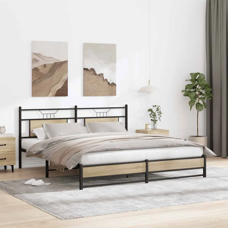 Cadre de lit en métal sans matelas chêne sonoma 183x213 cm - 4