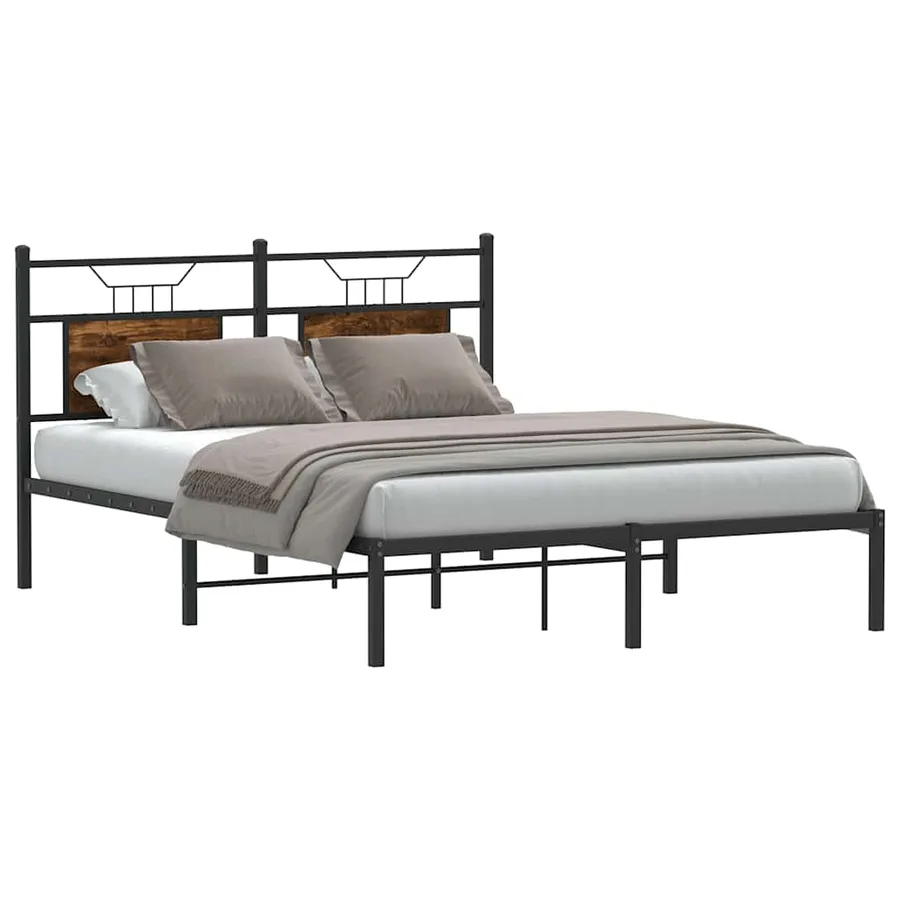Cadre de lit sans matelas chêne fumé 140x200 cm bois ingénierie - 3