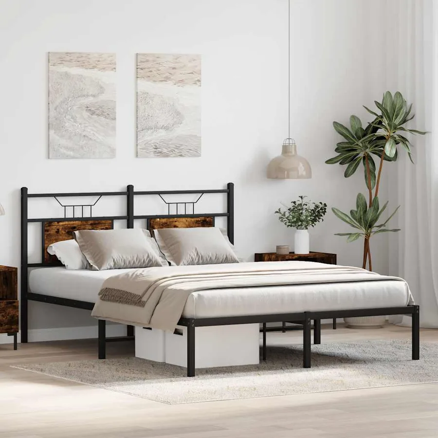 Cadre de lit sans matelas chêne fumé 140x200 cm bois ingénierie - 4