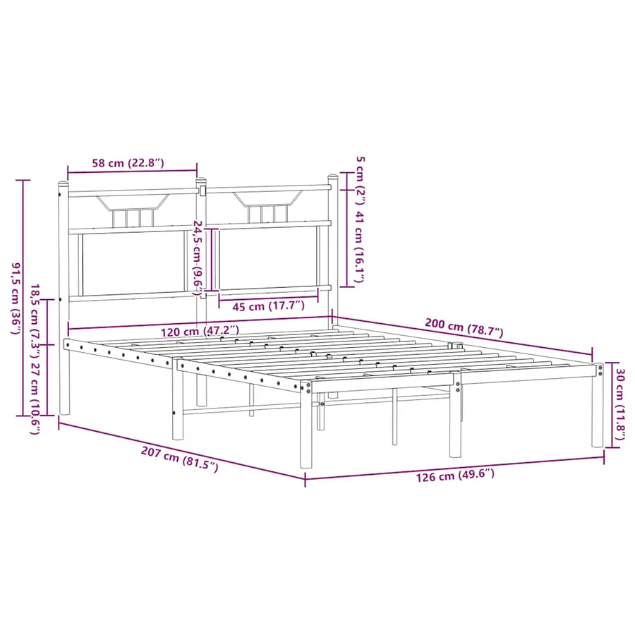 Cadre de lit sans matelas chêne sonoma 120x200 cm - 11
