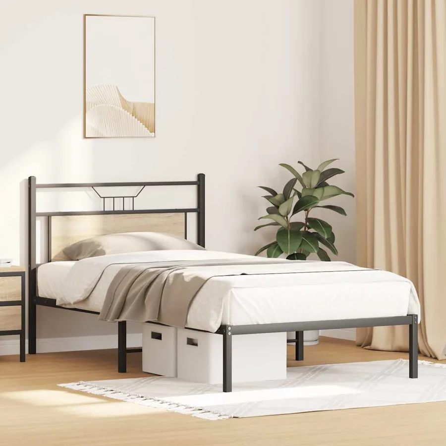 Cadre de lit sans matelas chêne sonoma 100x190 cm - 4