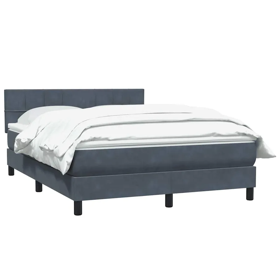 Sommier à lattes de lit et matelas gris foncé 160x220cm velours - 3