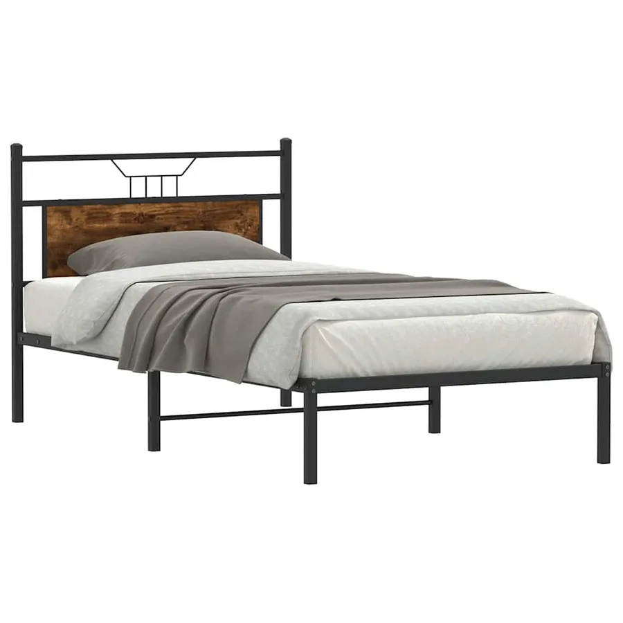 Cadre de lit sans matelas chêne fumé 100x200 cm bois ingénierie - 3