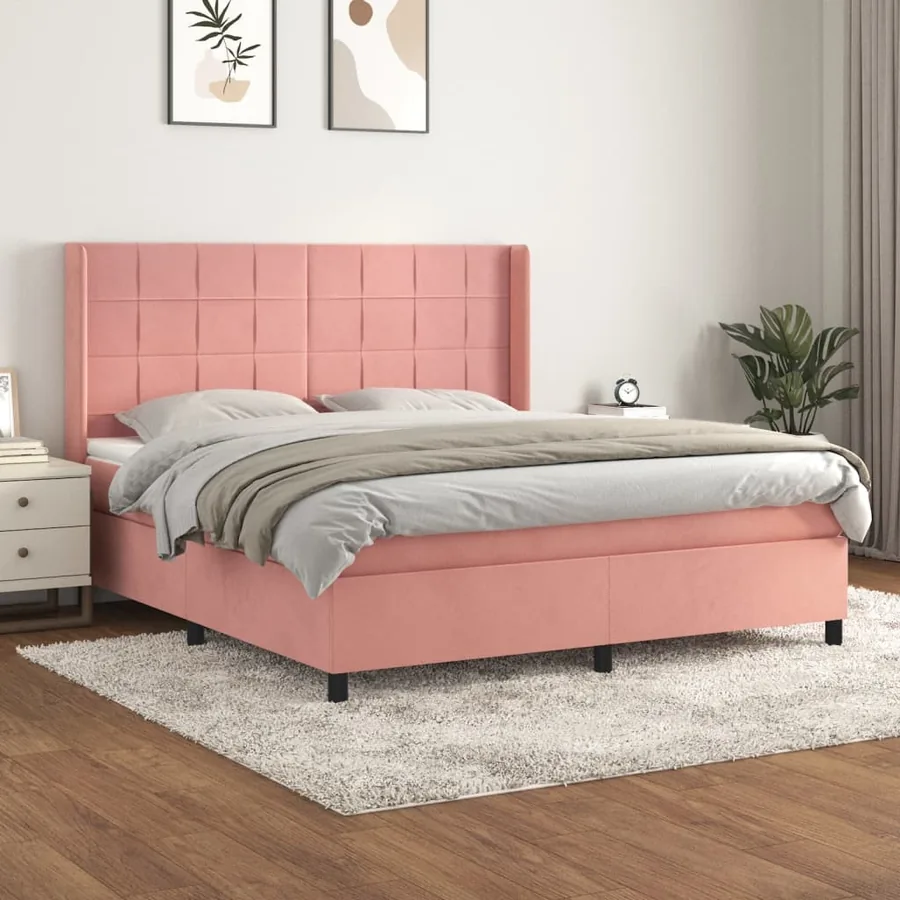 Sommier à lattes de lit avec matelas Rose 160x200 cm Velours