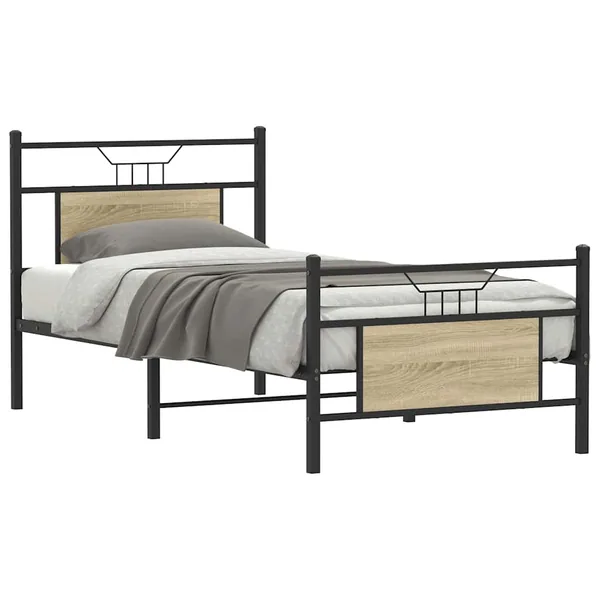 Cadre de lit sans matelas chêne sonoma 75x190 cm