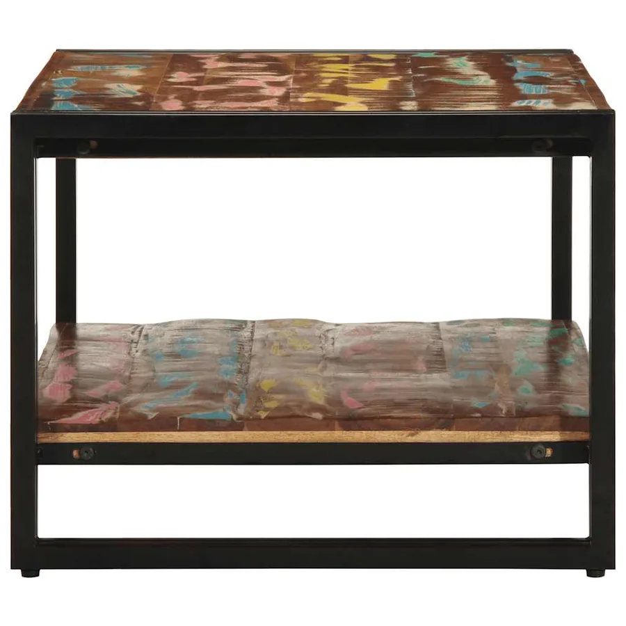 Table basse multicolore 90x50x38 cm bois de récupération massif - 5