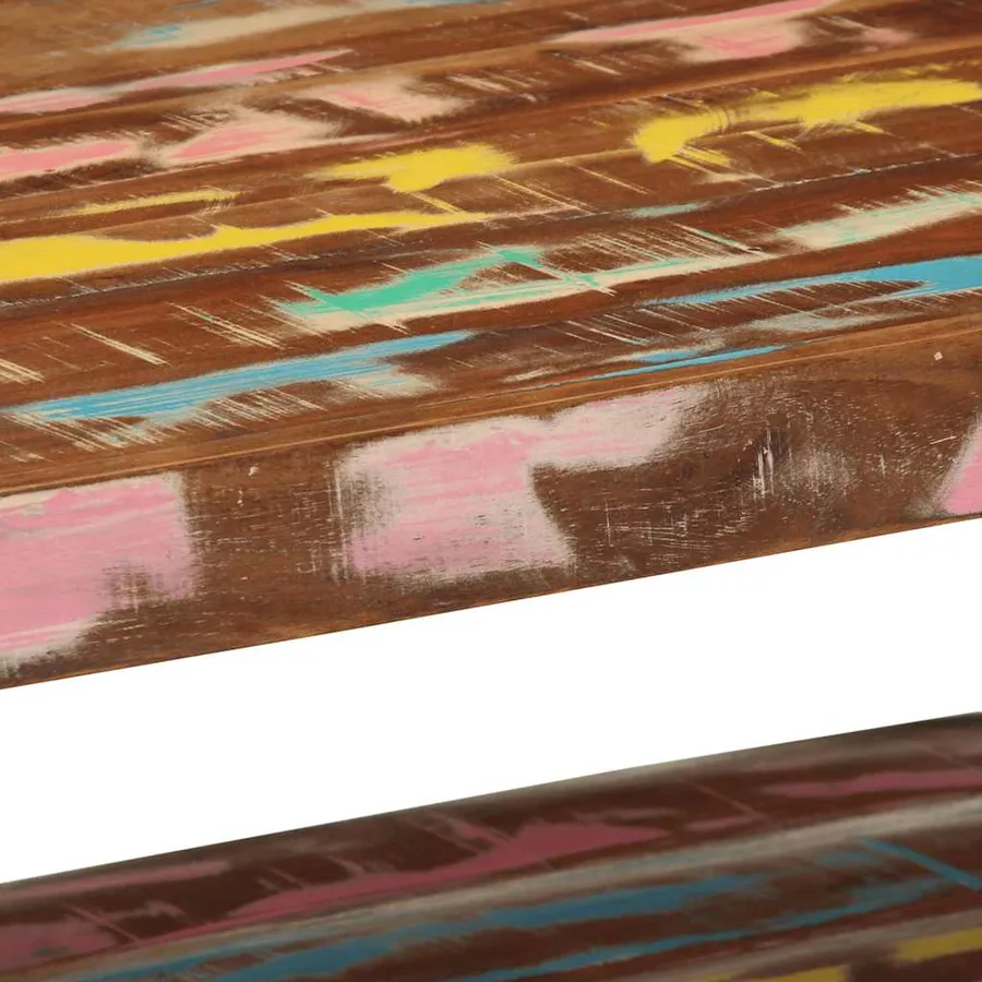 Table basse multicolore 90x50x38 cm bois de récupération massif - 7