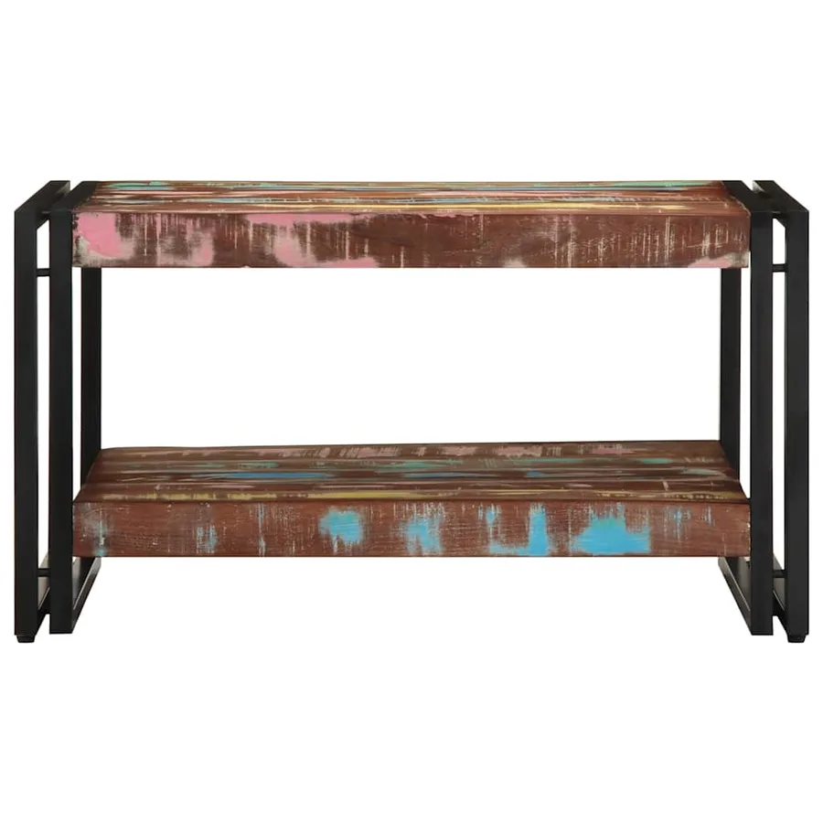 Table basse multicolore 70x50x38 cm bois de récupération massif - 4
