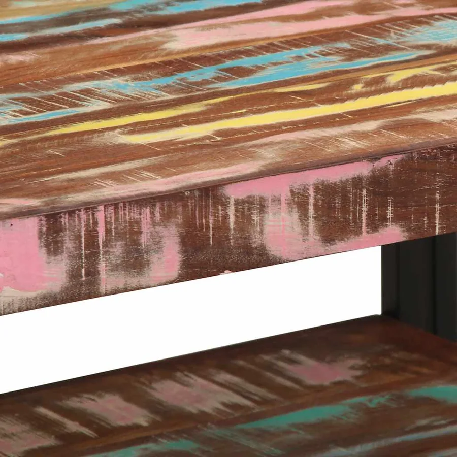 Table basse multicolore 70x50x38 cm bois de récupération massif - 7