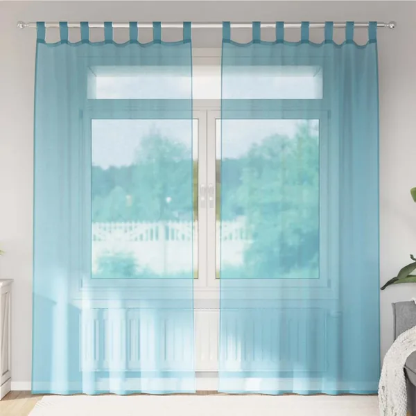 Rideaux en voile avec boucles 2 pcs turquoise 140x245 cm