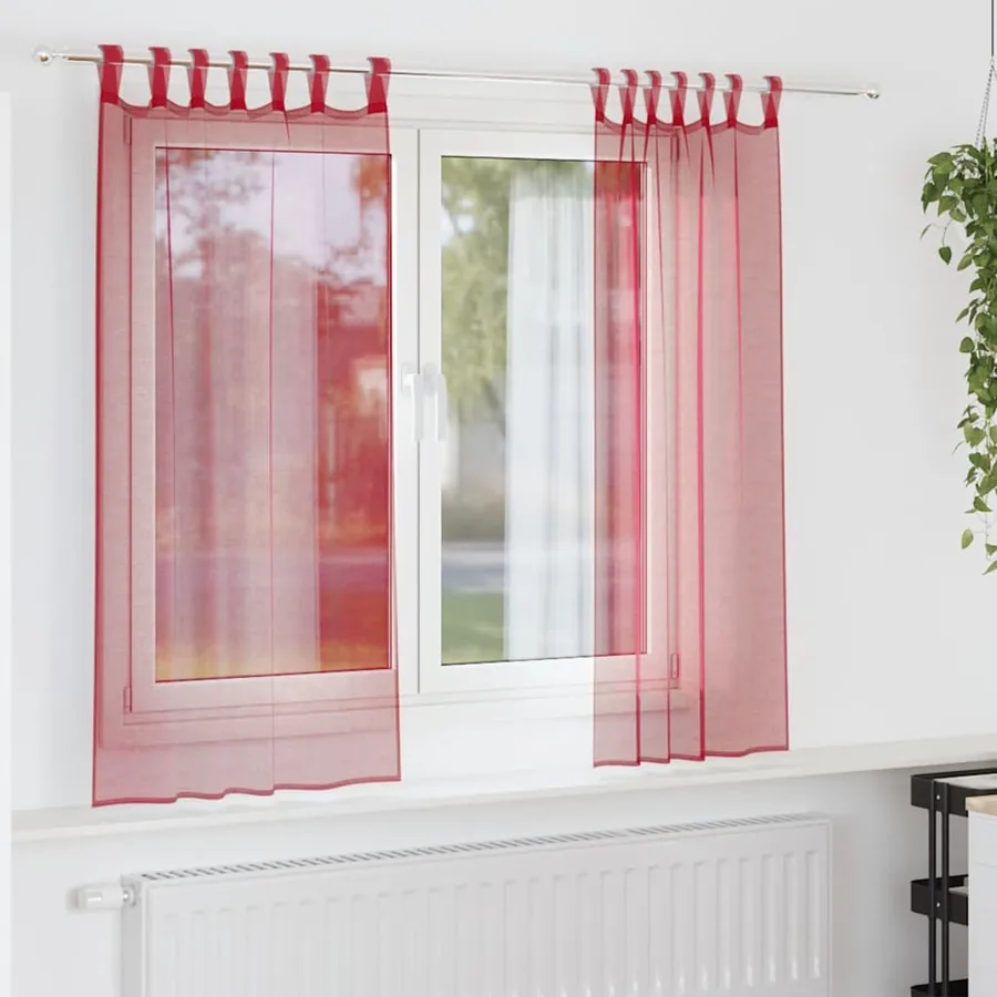 Rideaux en voile avec passe-tringles 2 pcs rouge bordeaux
