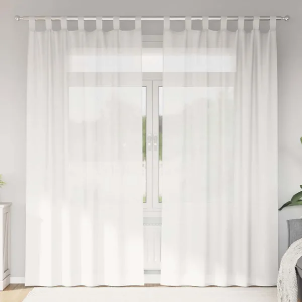 Rideaux en voile avec boucles 2 pcs blanc 140x245 cm