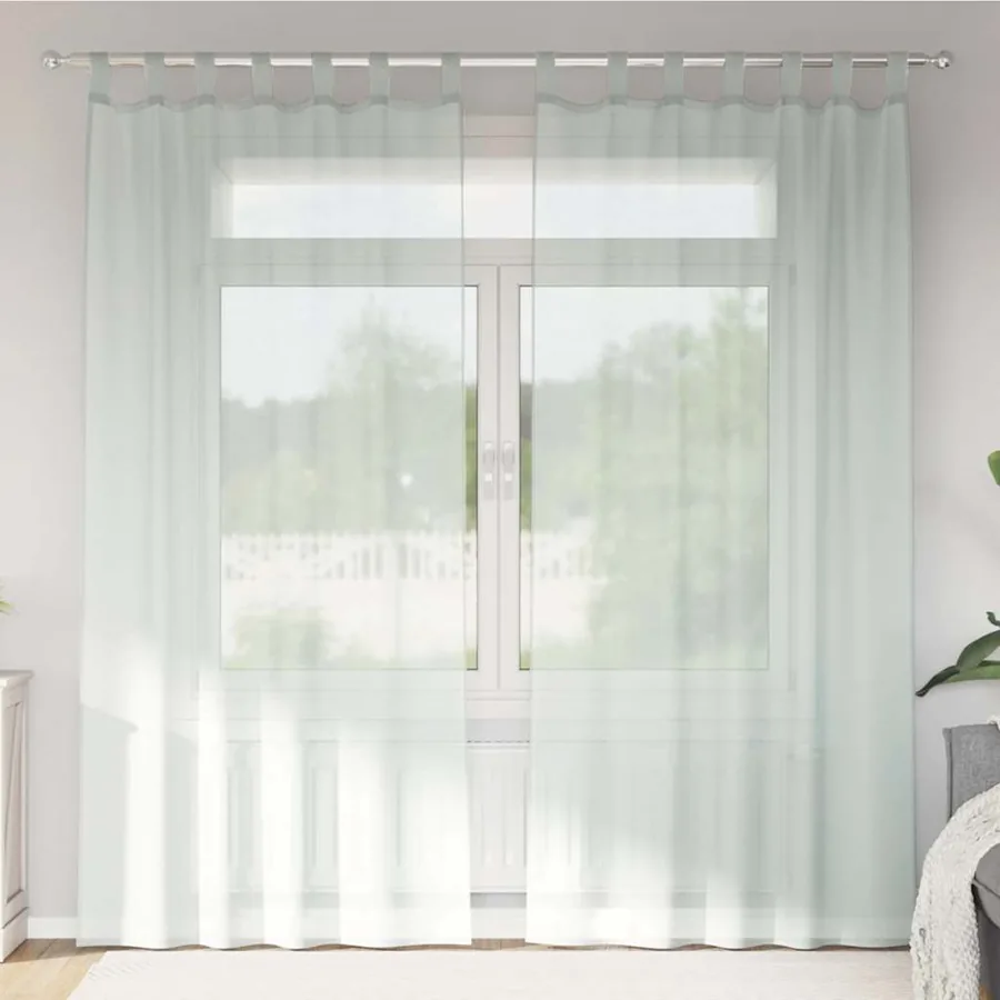 Rideaux en voile avec boucles 2 pcs gris clair 140x245 cm