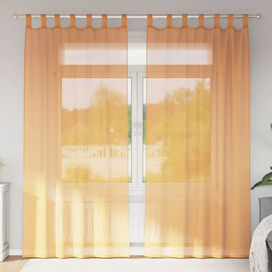 Rideaux en voile avec boucles 2 pcs orange 140x245 cm