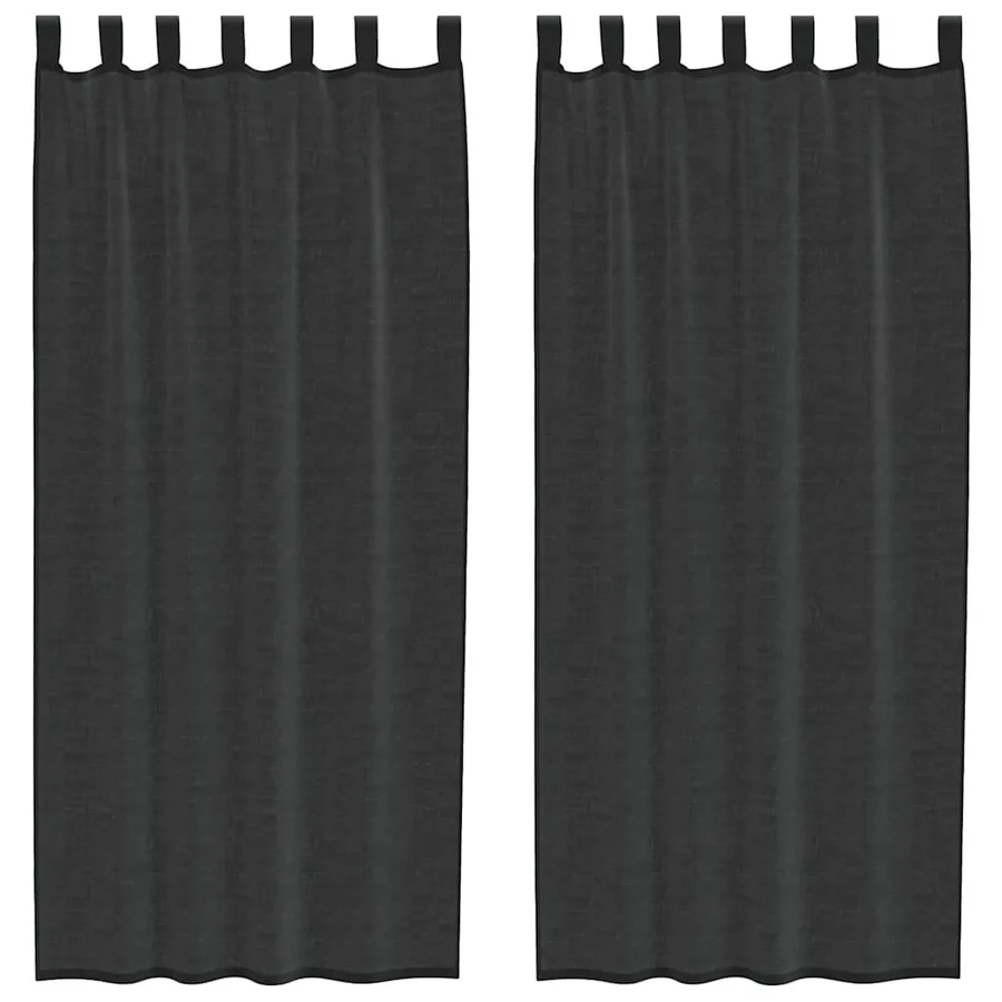 Rideaux en voile avec passants 2 pcs noir - 2