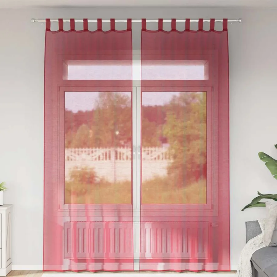 Rideaux en voile avec passe-tringles 2 pcs rouge bordeaux