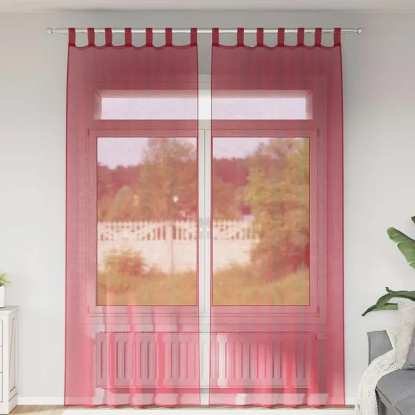 Rideaux en voile avec passe-tringles 2 pcs rouge bordeaux