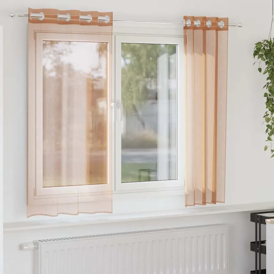 Rideaux en voile avec œillets 2 pcs terre cuite