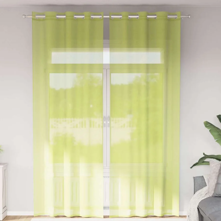 Rideaux en voile avec œillets 2 pcs vert pomme 140x300 cm