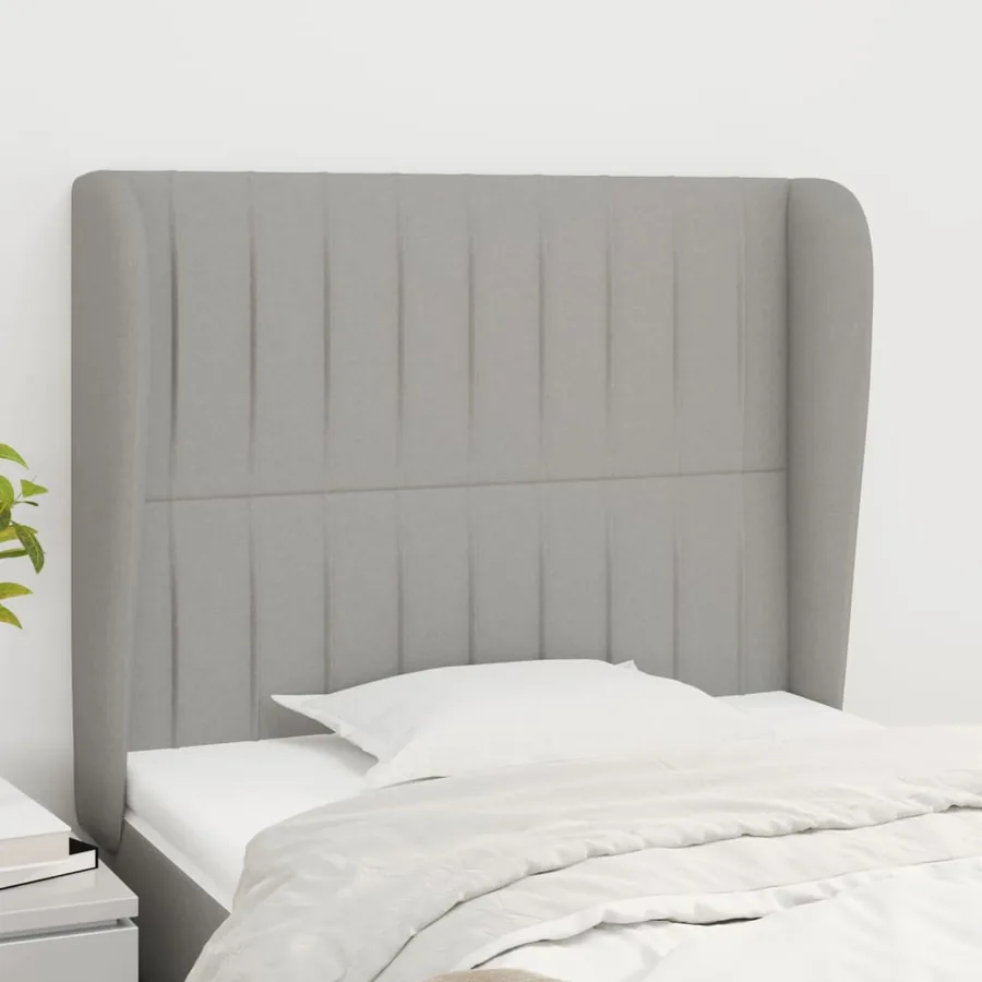Tête de lit avec oreilles Gris clair 83x23x118/128 cm Tissu