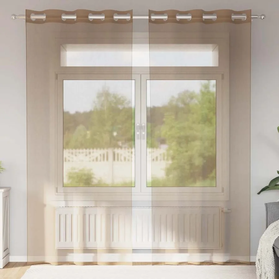 Rideaux en voile avec œillets 2 pcs marron clair