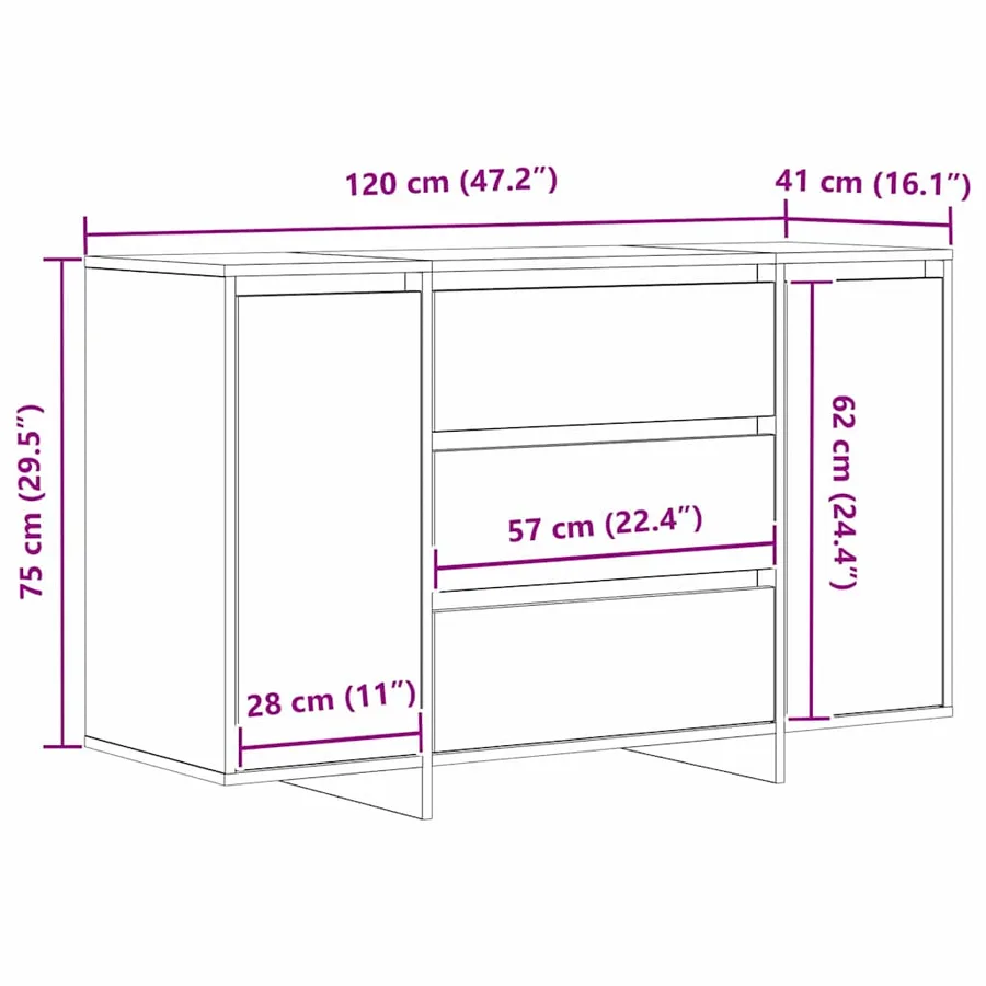 Buffet Gris béton 120 x 41 x 75 cm Bois d'ingénierie - 13