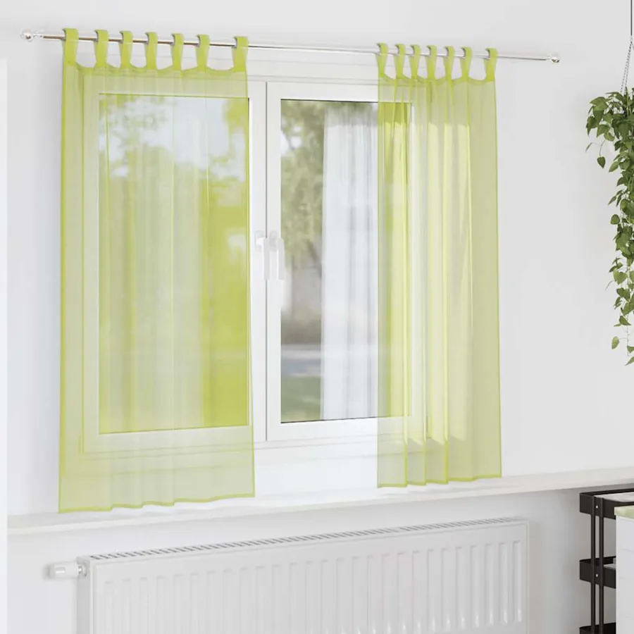 Rideaux en voile avec passants 2 pcs vert pomme