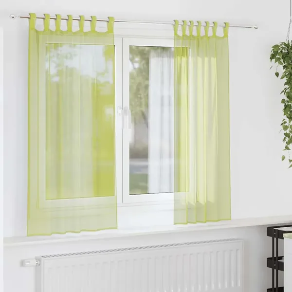 Rideaux en voile avec passants 2 pcs vert pomme