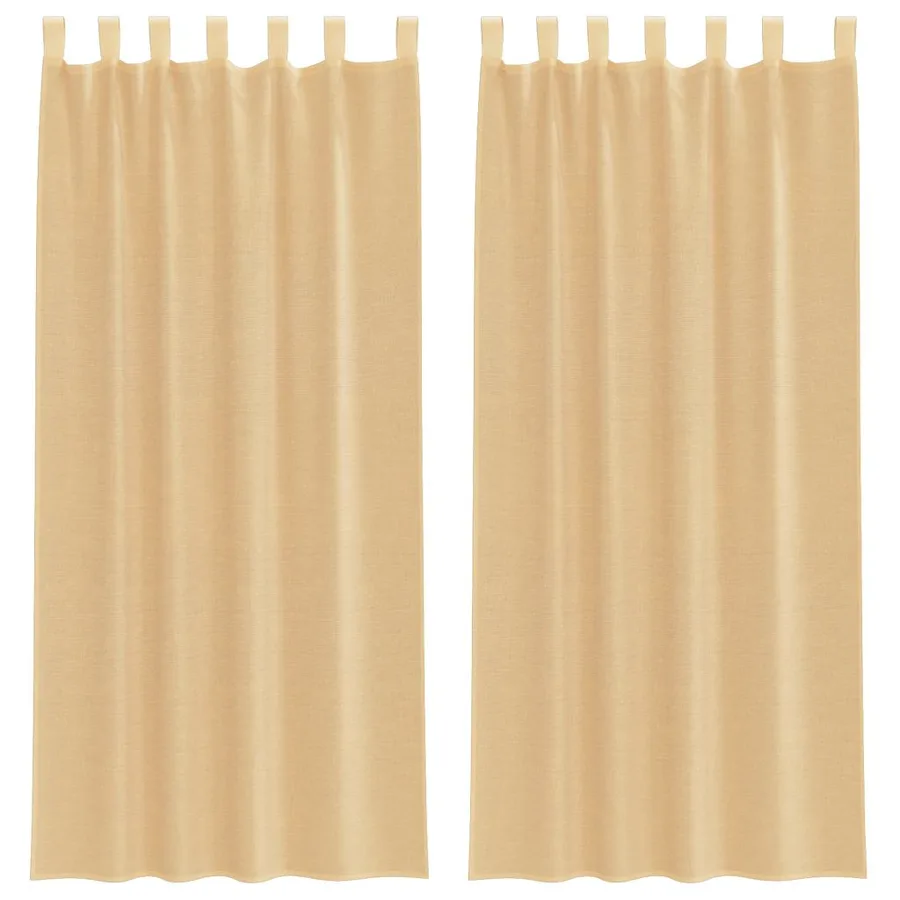 Rideaux en voile avec passe-tringles 2 pcs sable - 2