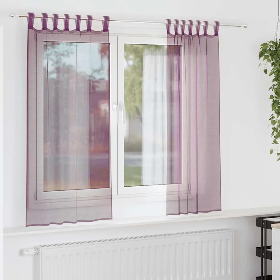 Rideaux en voile avec boucles 2 pcs violet 140x175 cm